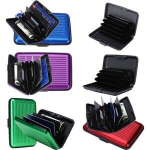 Set of 6 Aluminium Metal Credit Card Wallet Holder/Moneybag Storage